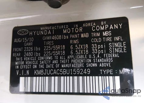 2011 Hyundai Tucson Limited z USA, uszkodzony, nr VIN KM8JUCAC5BU159249